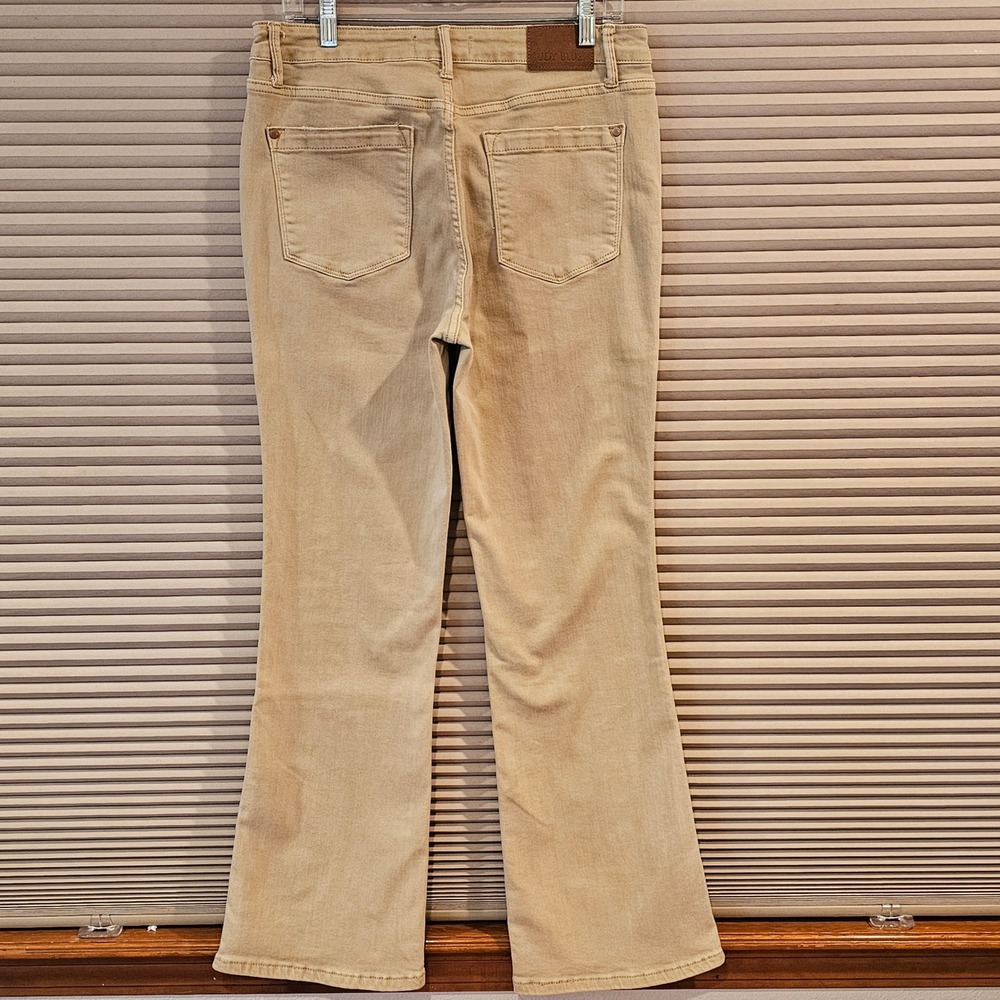 Judy Blue Womens Khaki Tan Garment Dyed Flare Jeans JB88504 13/31 Distressed - Picture 6 of 11